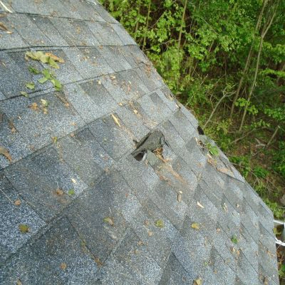 damaged roof in need of emergency roof repair