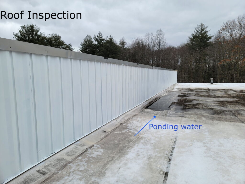 Ponding water on commercial roof